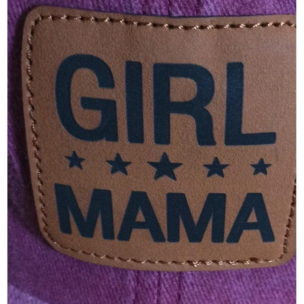 Girl Mama Women's Baseball Cap Burgundy Adjustable 100% Cotton Logo Patch